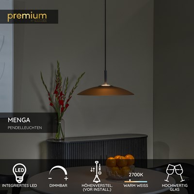 Lucide MENGA - Pendelleuchten - Ø 40 cm - LED Dim. - 1x11W 2700K - Amber | Premium
